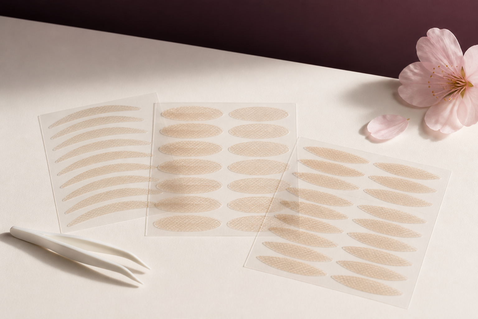 Eyelid tape beauty set with a delicate flower